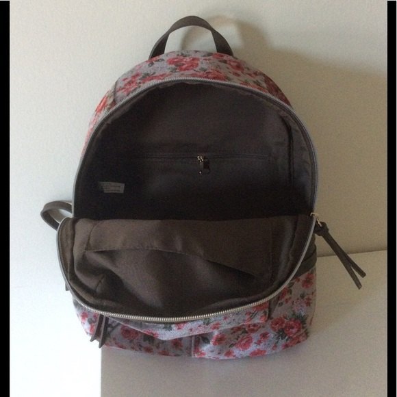 Super cute Grey Velvet Floral Backpack main image 4